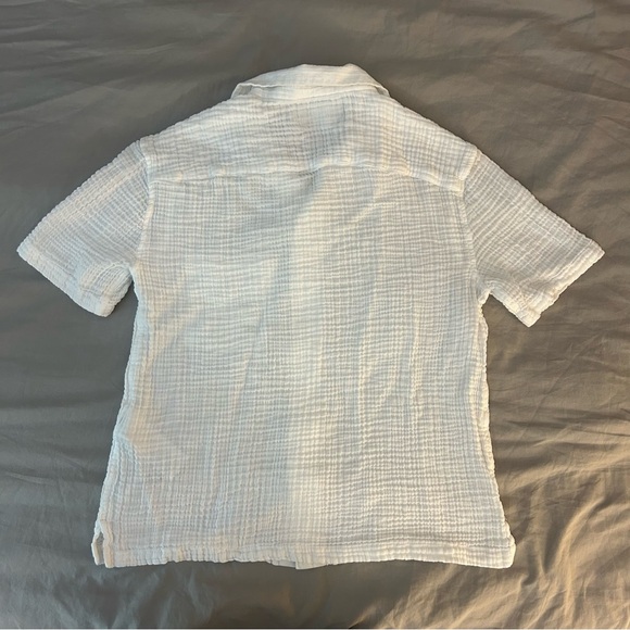 Abercrombie & Fitch XS White Short Sleeve Button Down Oversized Loose Sheer - Picture 8 of 10